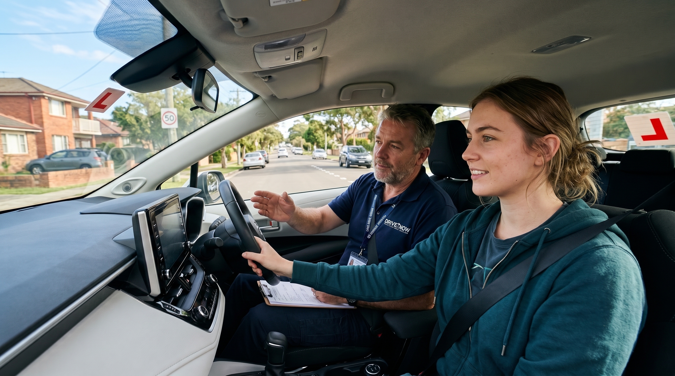 Learner and instructor during a Drive Now lesson